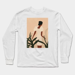 Woman Illustration, Minimalist, Boho Long Sleeve T-Shirt